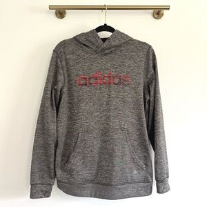 Grey Marled Adidas Climawarm Hoodie Hot Pink Logo